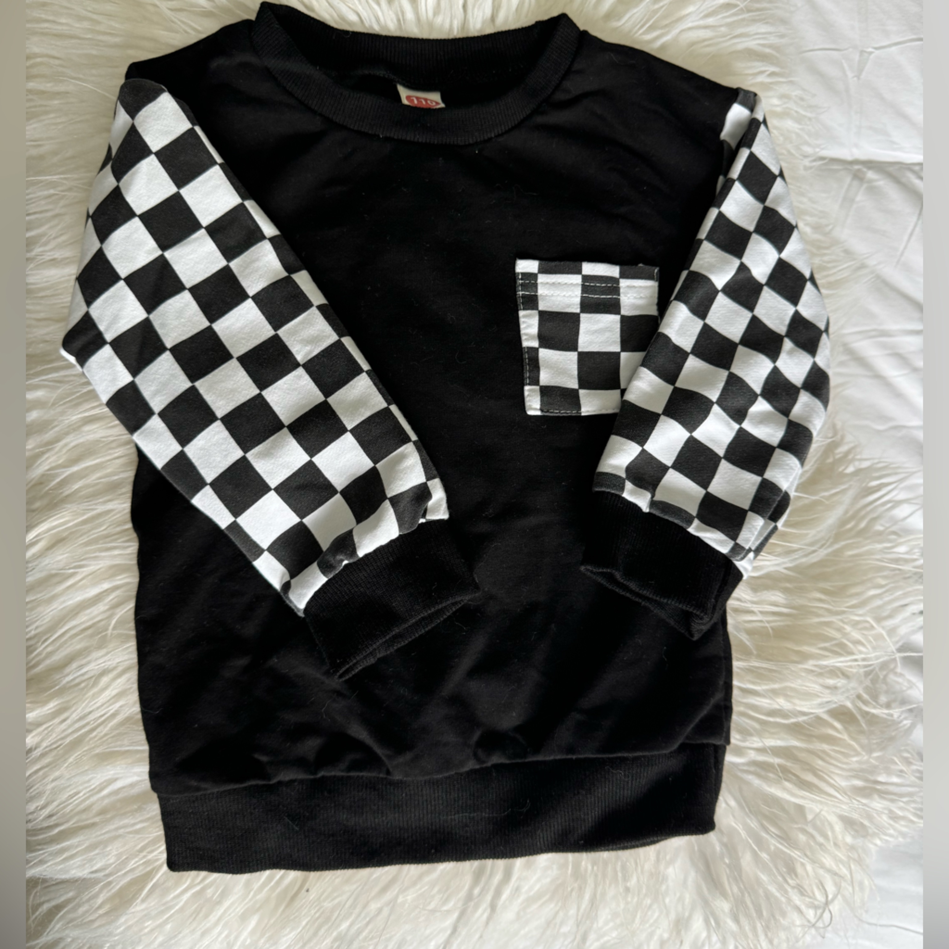 Black + White Checker Crewneck